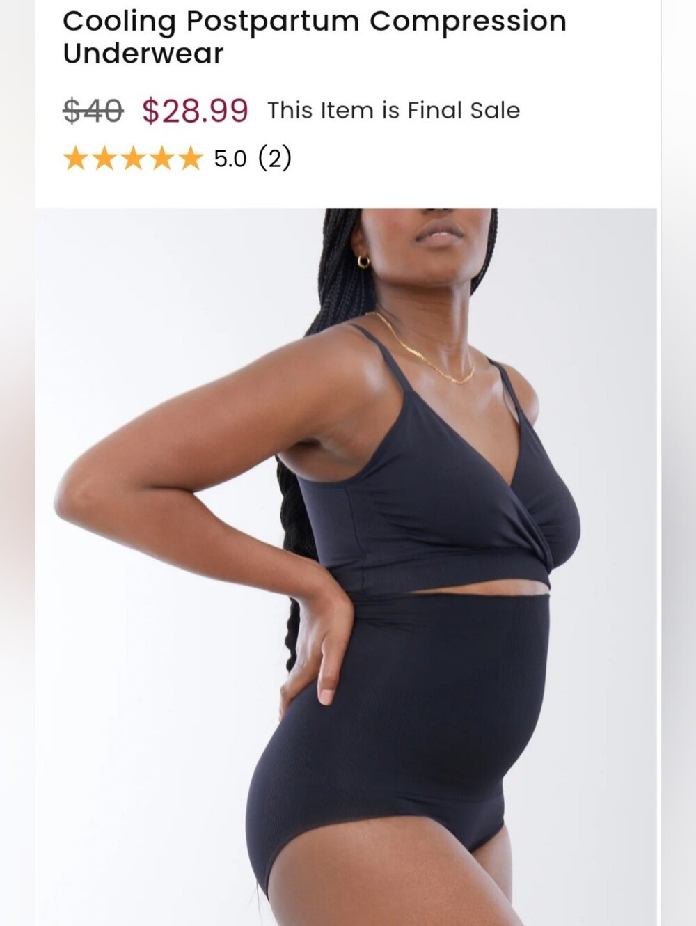 Ingrid & Isabel Black Cooling Postpartum Compression Underwear Size M